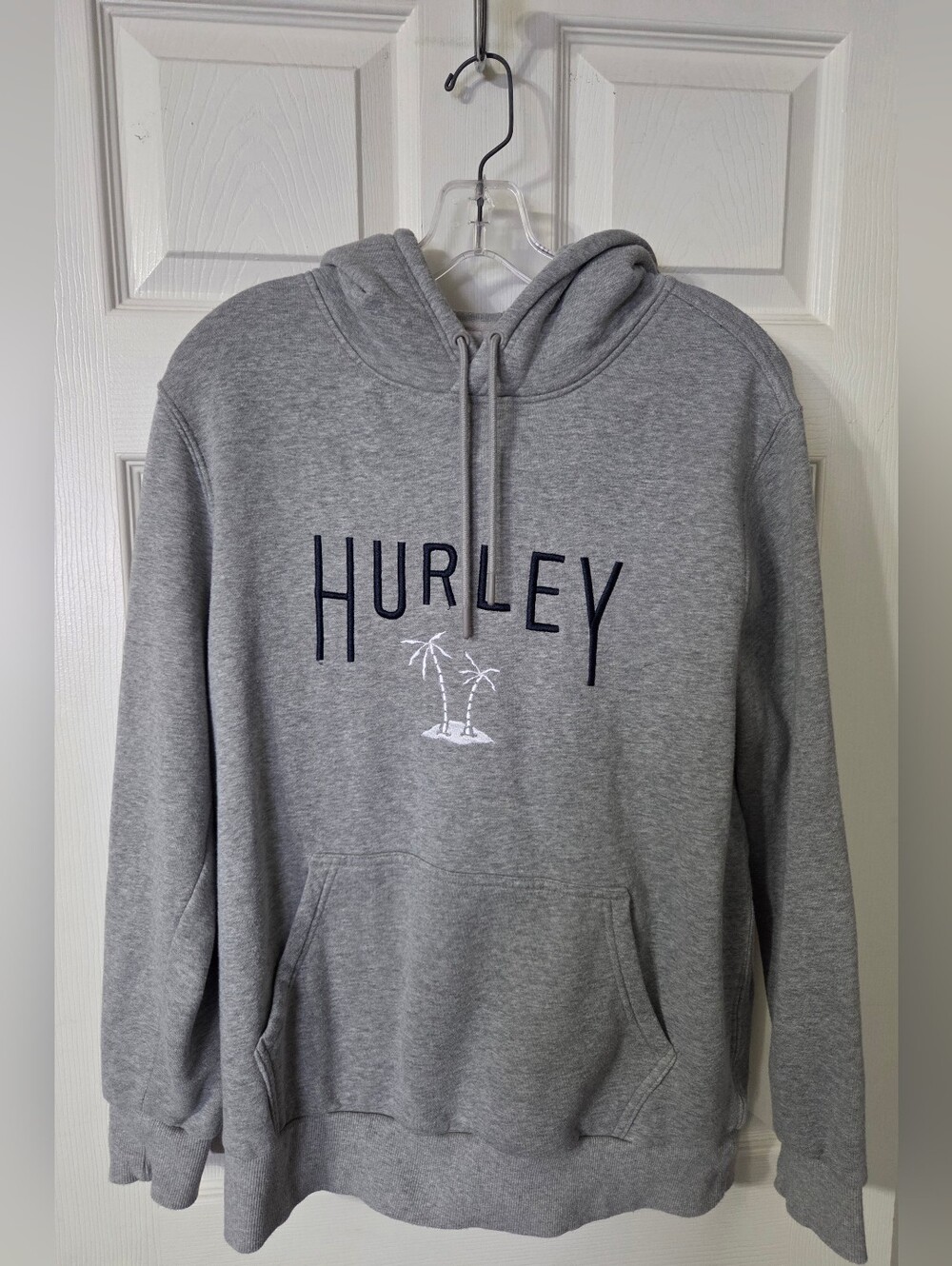 Hurley Gray Pullover Hoodie with Palm Graphic